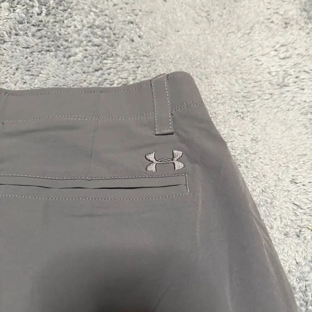 Under Armour Flat Front Gray Golf Shorts Stretch Mens 36 Performance